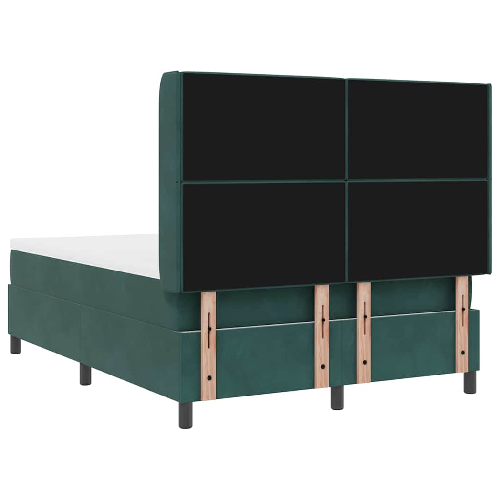Box spring seng med madras Mørkegrøn 140 x 190 cm Fløjl
