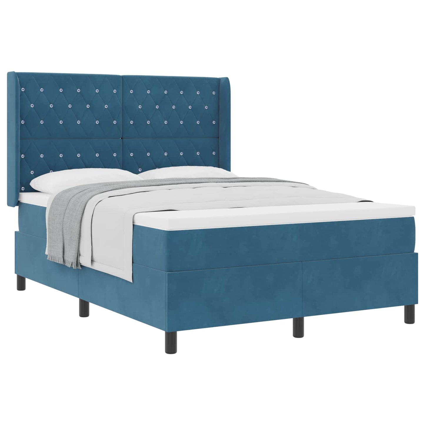 Box spring seng med madras Blå 140 x 190 cm Fløjl