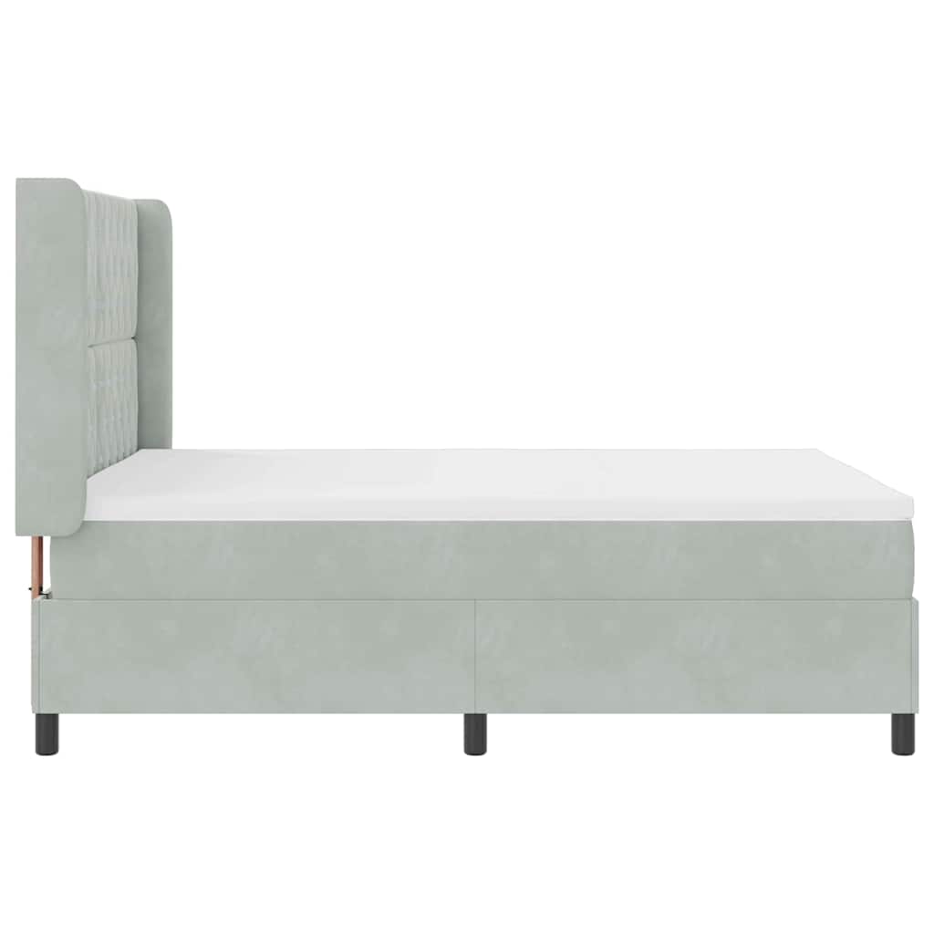Box spring seng med madras Lysegrå 140 x 200 cm Fløjl