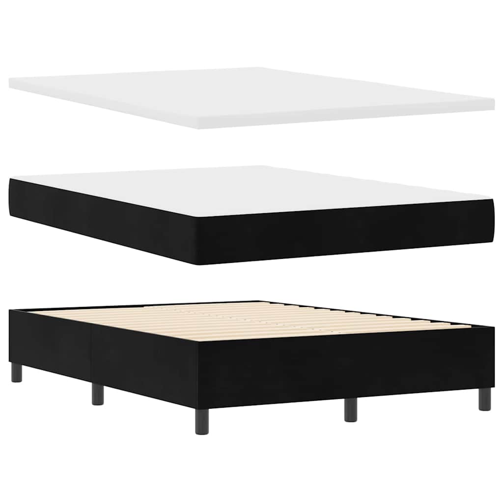 Box spring seng med madras Sort 140 x 200 cm Fløjl