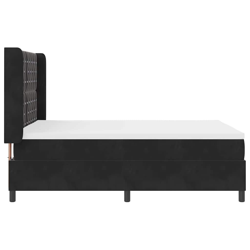 Box spring seng med madras Sort 140 x 200 cm Fløjl