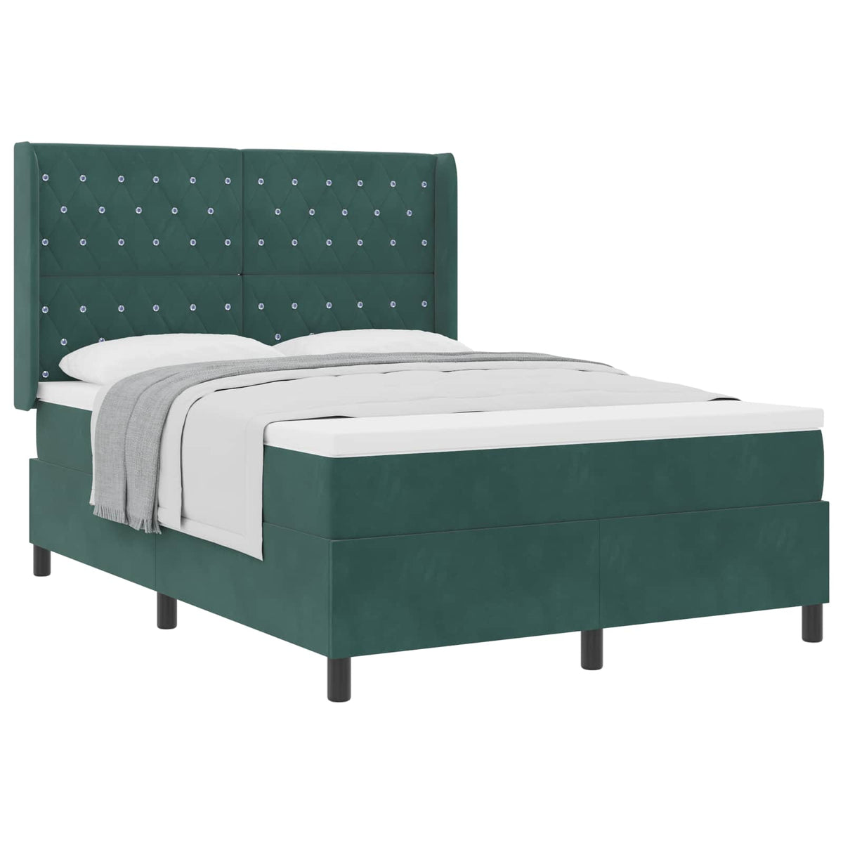 Box spring seng med madras Mørkegrøn 140 x 200 cm Fløjl