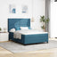 Box spring seng med madras Blå 140 x 200 cm Fløjl