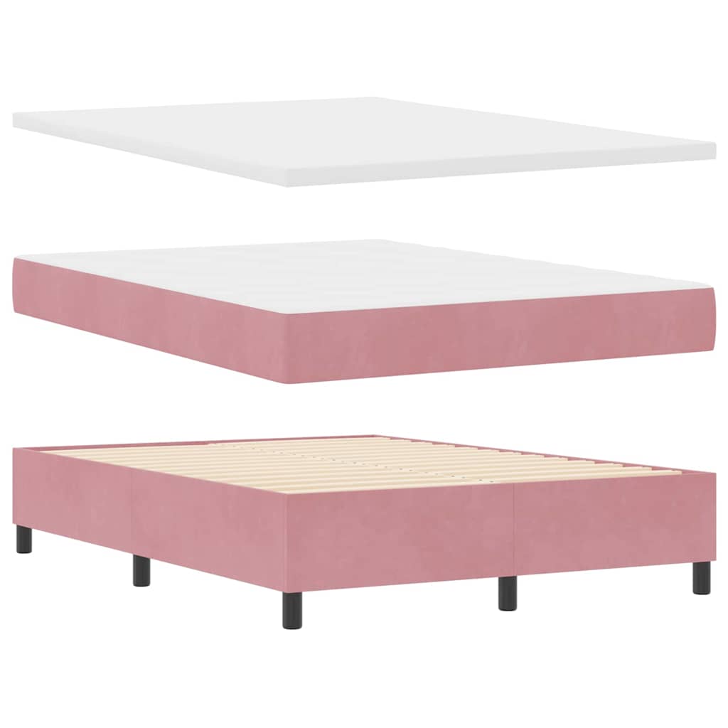 Box spring seng med madras Lyserød 140 x 200 cm Fløjl