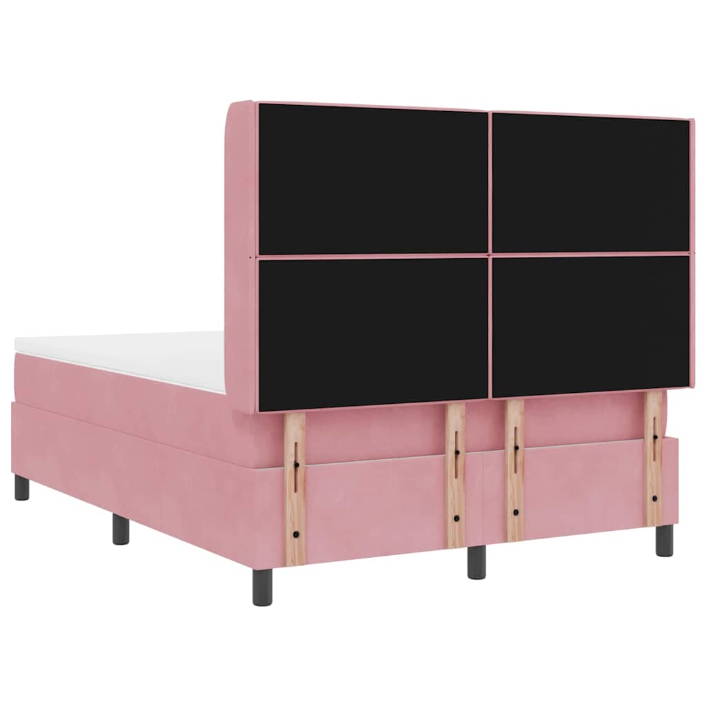 Box spring seng med madras Lyserød 140 x 200 cm Fløjl