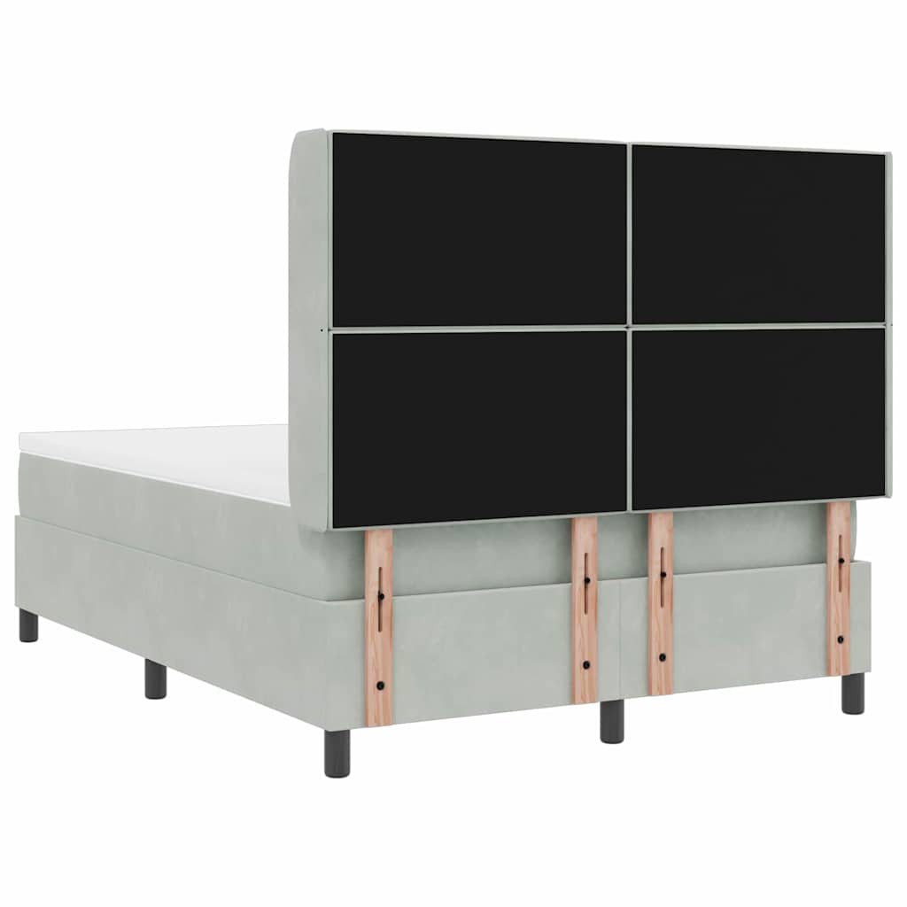 Box spring seng med madras Lysegrå 160 x 200 cm Fløjl