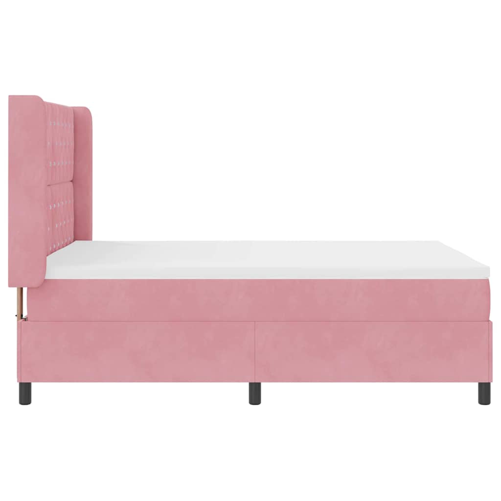 Box spring seng med madras Lyserød 160 x 200 cm Fløjl