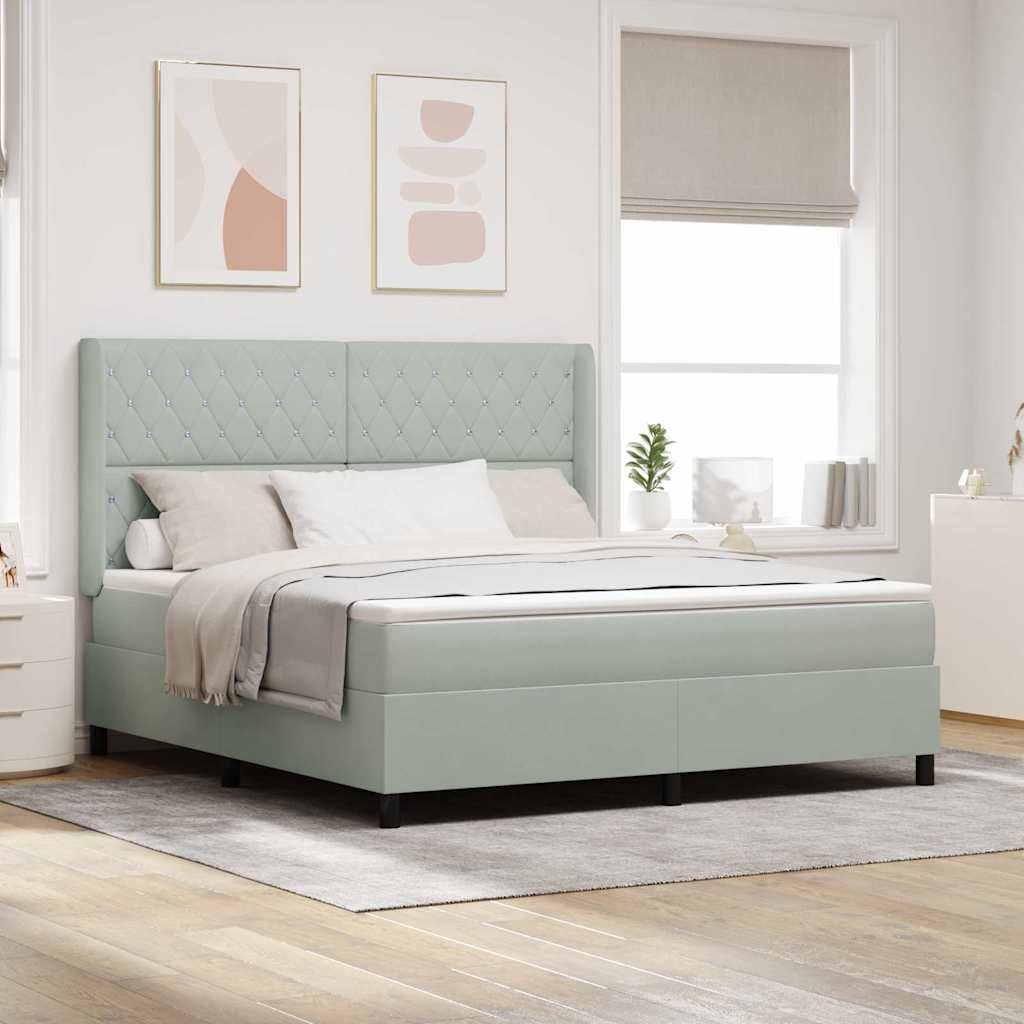 Box spring seng med madras Lysegrå 180 x 200 cm Fløjl
