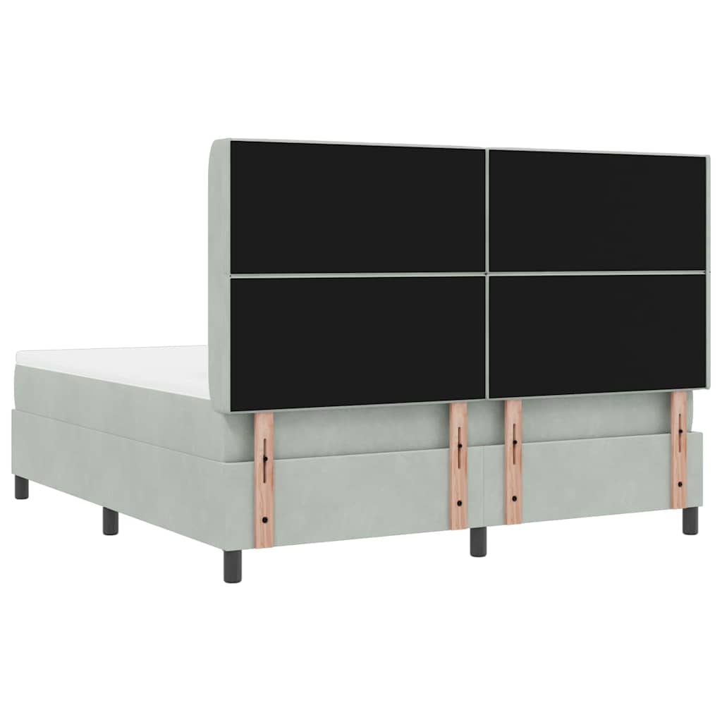 Box spring seng med madras Lysegrå 180 x 200 cm Fløjl
