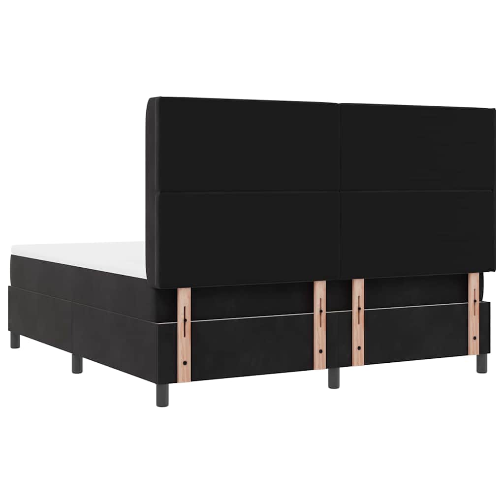 Box spring seng med madras Sort 180 x 200 cm Fløjl