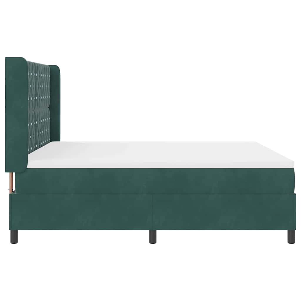 Box spring seng med madras Mørkegrøn 180 x 200 cm Fløjl