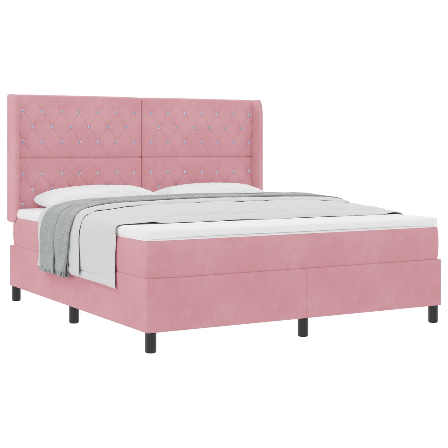 Box spring seng med madras Lyserød 180 x 200 cm Fløjl