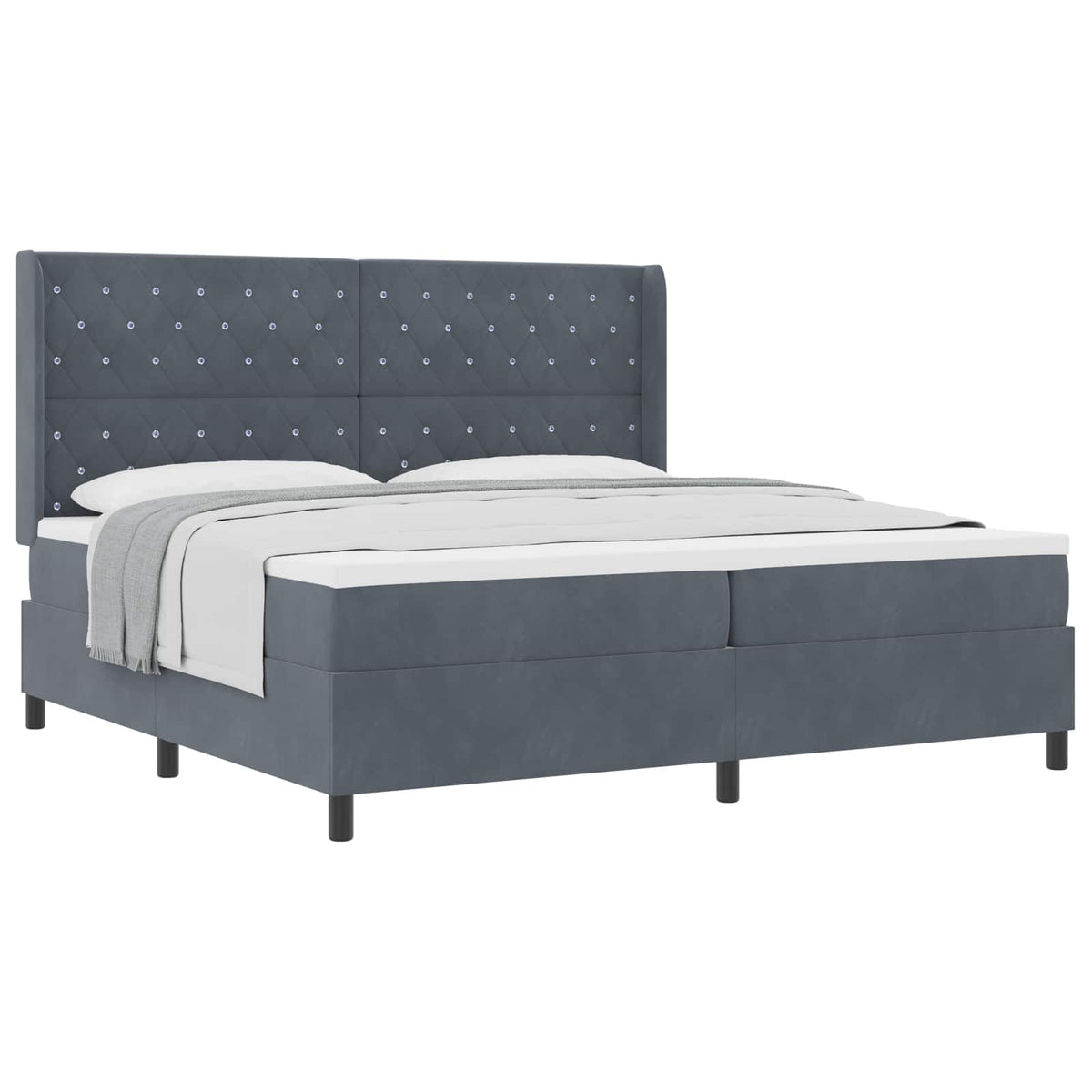 Box spring seng med madras Mørkegrå 200 x 200 cm Fløjl