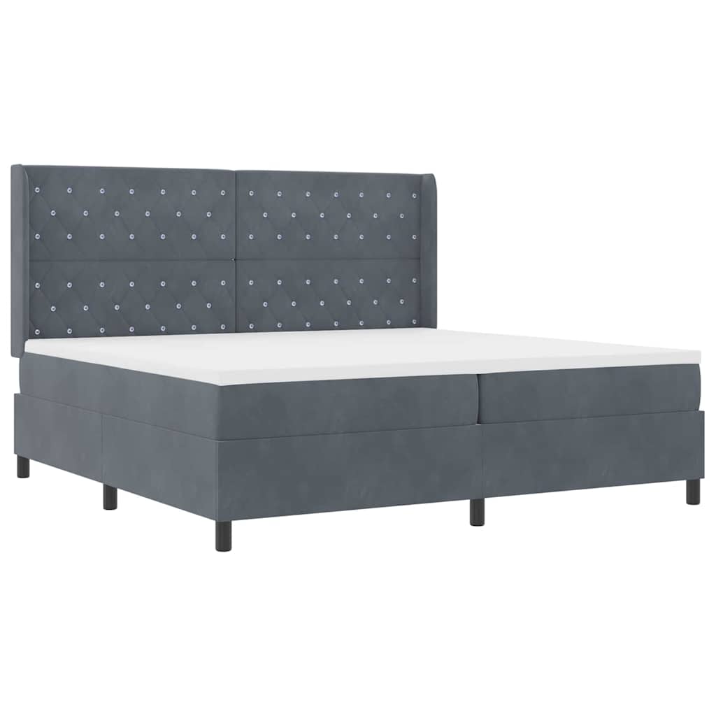 Box spring seng med madras Mørkegrå 200 x 200 cm Fløjl