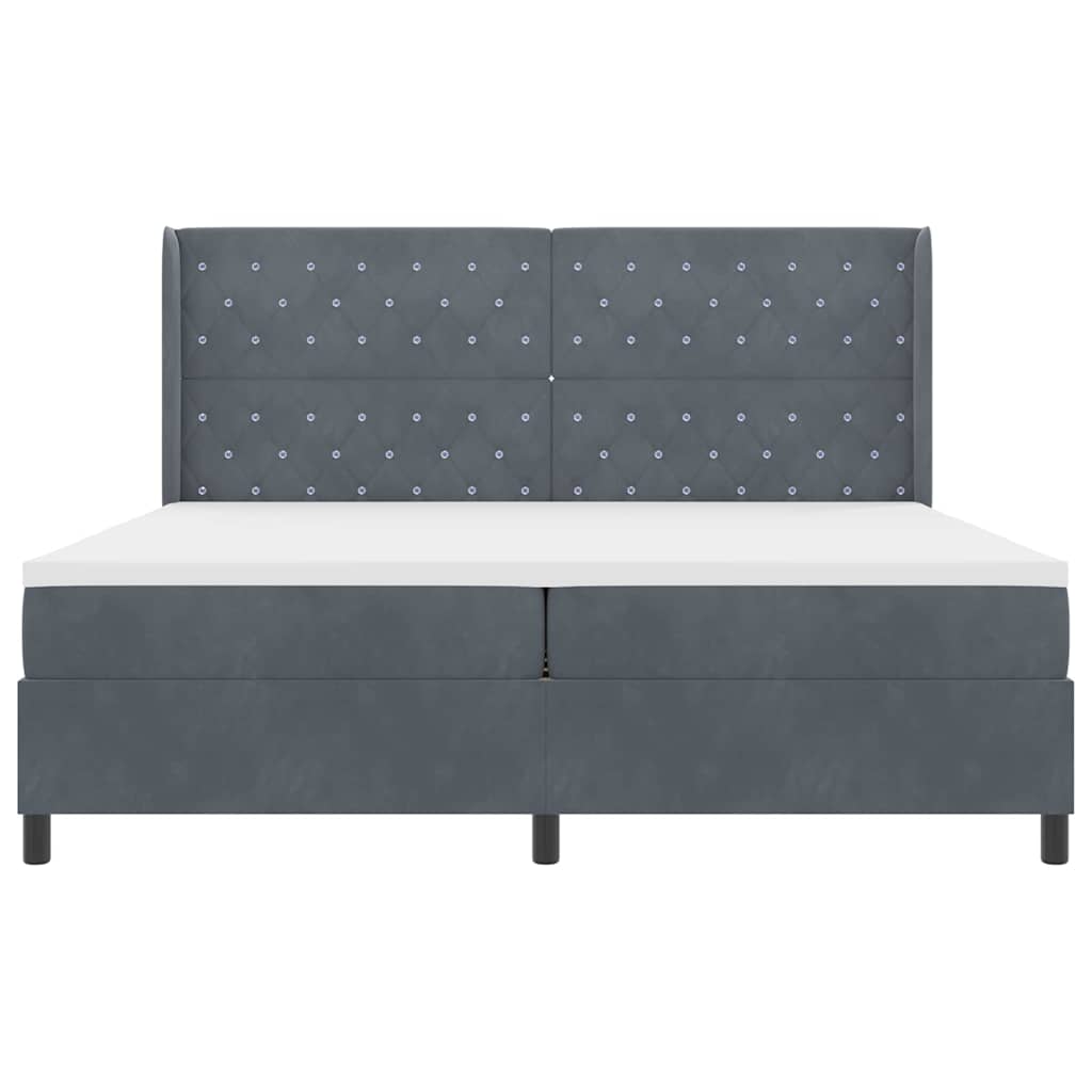 Box spring seng med madras Mørkegrå 200 x 200 cm Fløjl