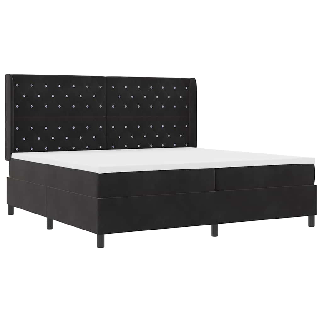 Box spring seng med madras Sort 200 x 200 cm Fløjl