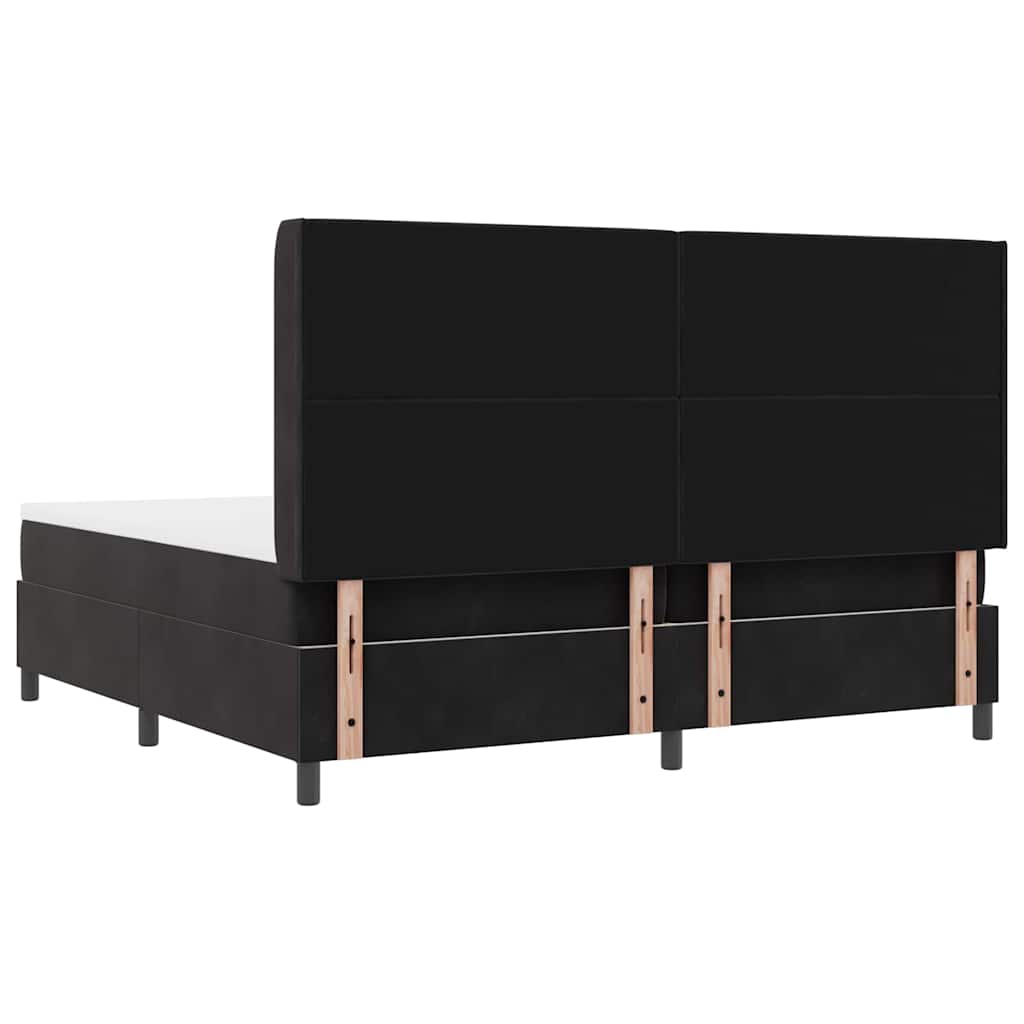 Box spring seng med madras Sort 200 x 200 cm Fløjl