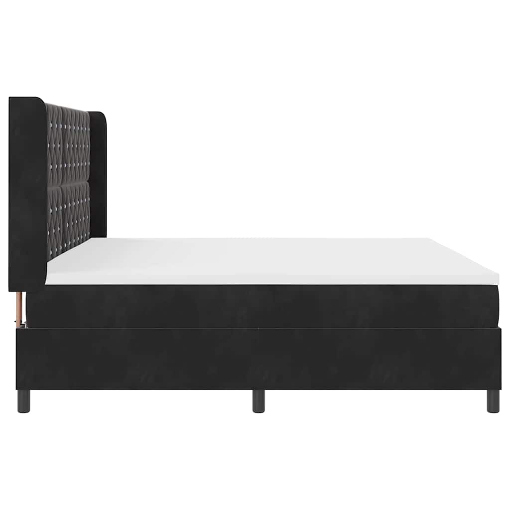 Box spring seng med madras Sort 200 x 200 cm Fløjl