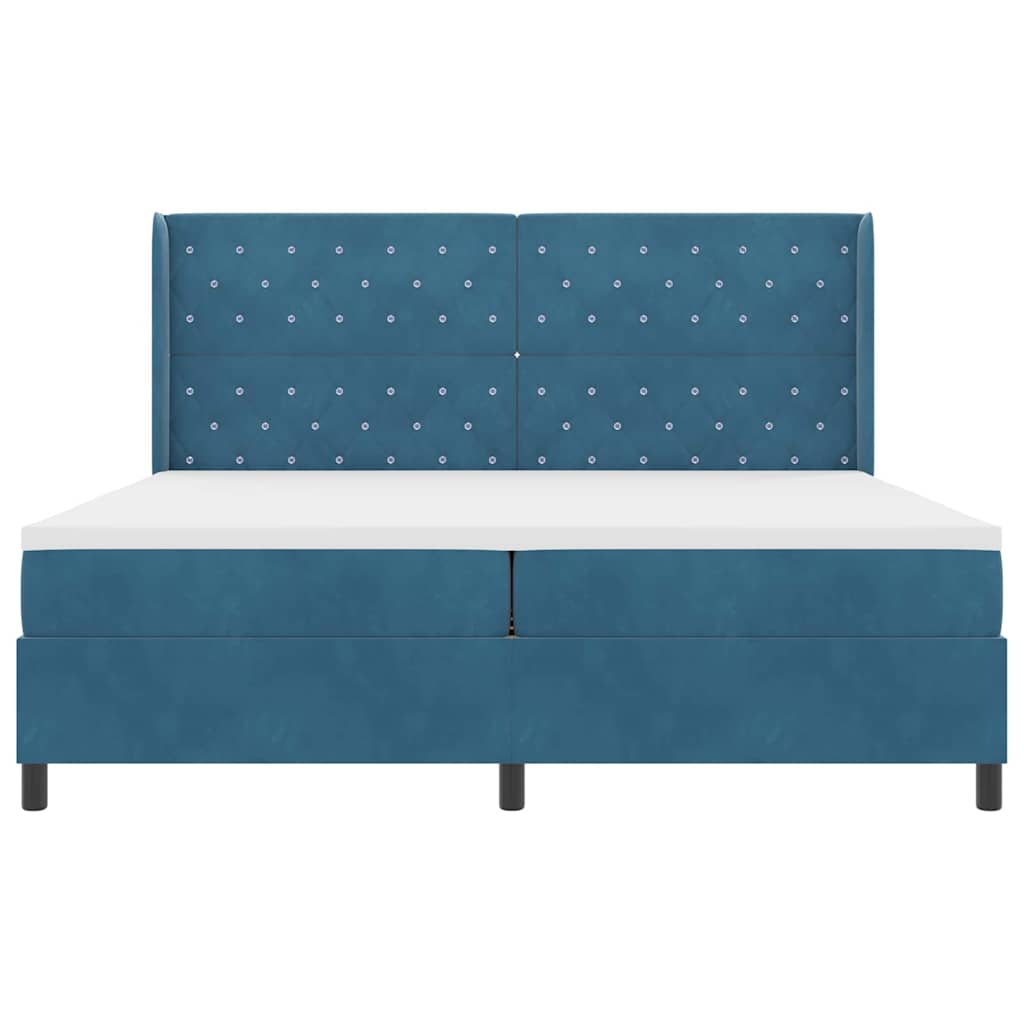 Box spring seng med madras Blå 200 x 200 cm Fløjl