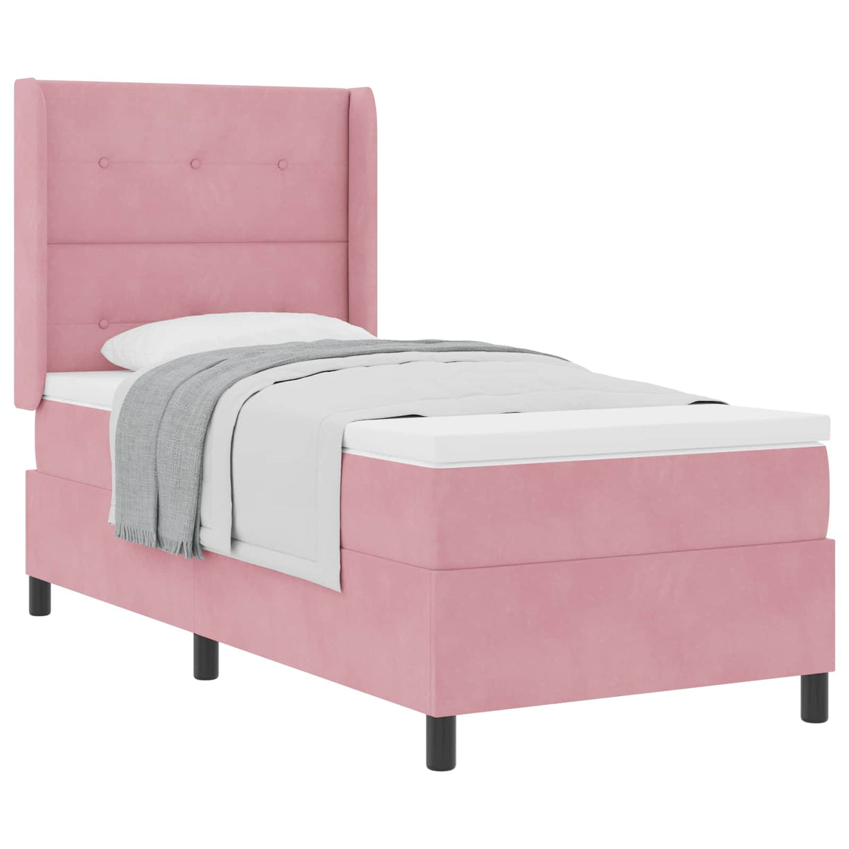 Box spring seng med hovedgærde Lyserød 80 x 200 cm Fløjl
