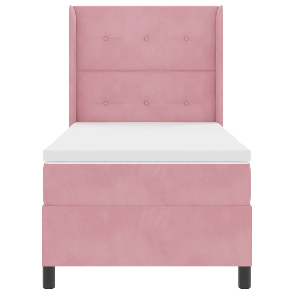 Box spring seng med hovedgærde Lyserød 80 x 200 cm Fløjl