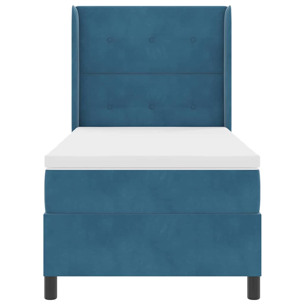 Box spring seng med hovedgærde Blå 90 x 190 cm Fløjl