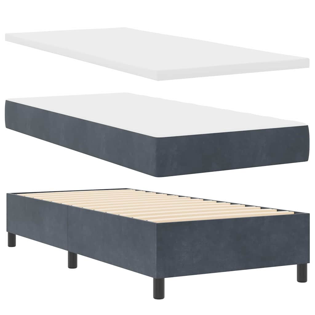 Box spring seng med hovedgærde Mørkegrå 90 x 200 cm Fløjl