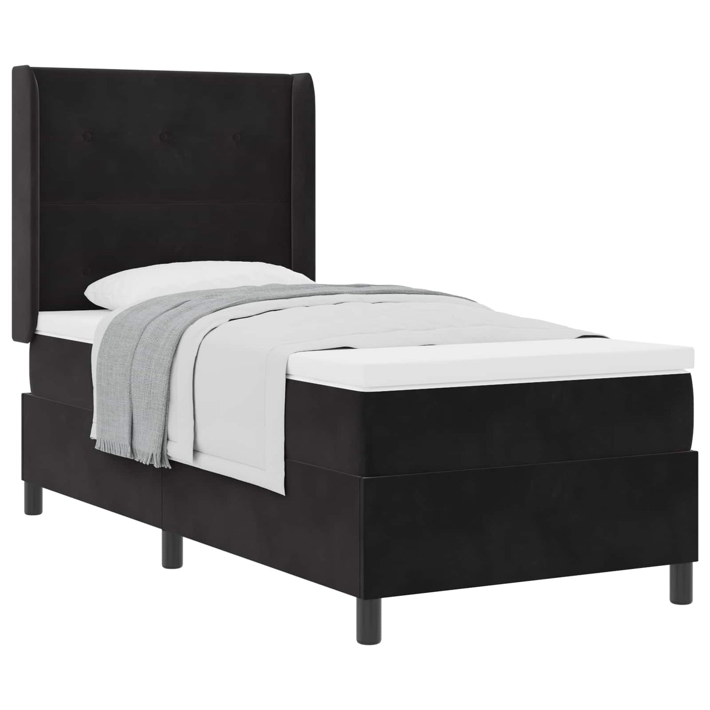 Box spring seng med hovedgærde Sort 90 x 200 cm Fløjl