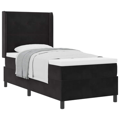 Box spring seng med hovedgærde Sort 90 x 200 cm Fløjl