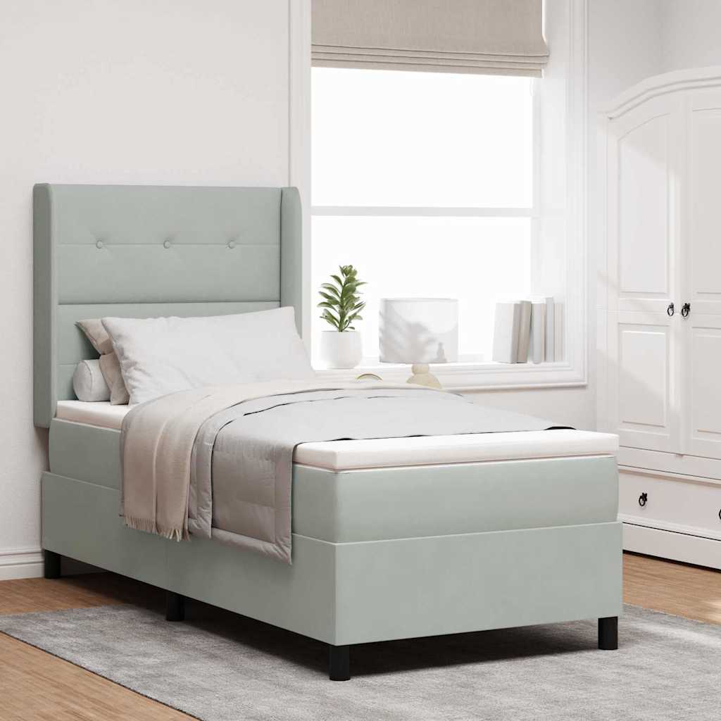 Box spring seng med hovedgærde Lysegrå 100 x 200 cm Fløjl