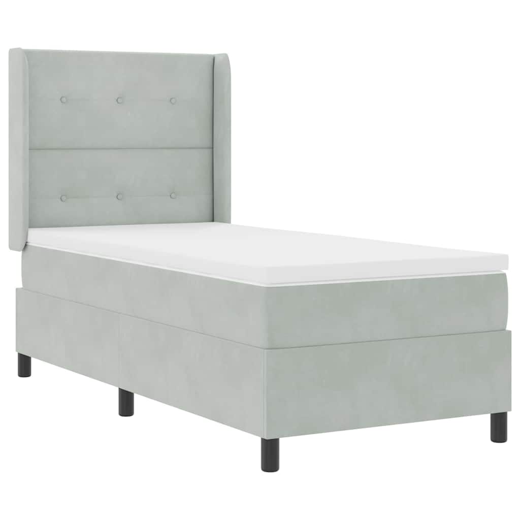 Box spring seng med hovedgærde Lysegrå 100 x 200 cm Fløjl