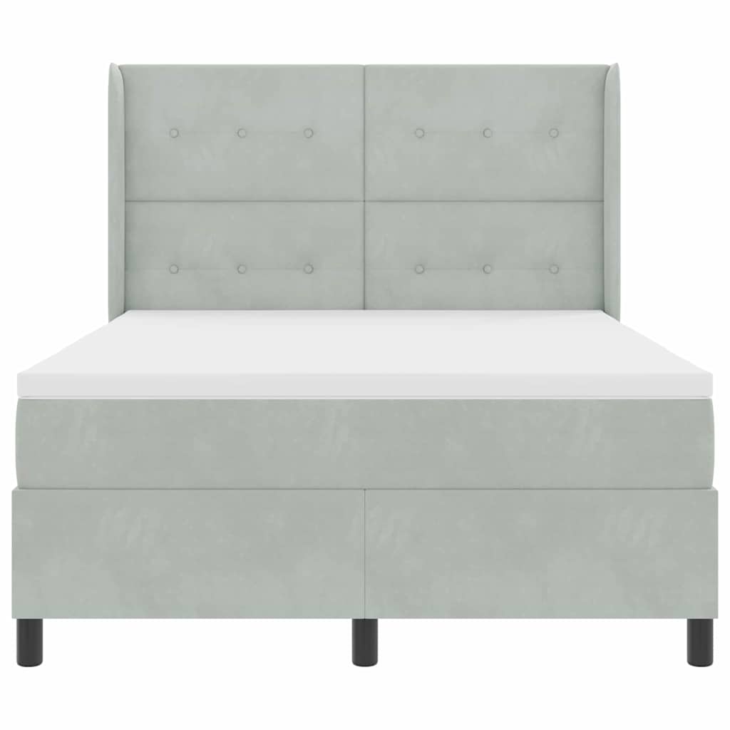 Box spring seng med hovedgærde Lysegrå 140 x 190 cm Fløjl