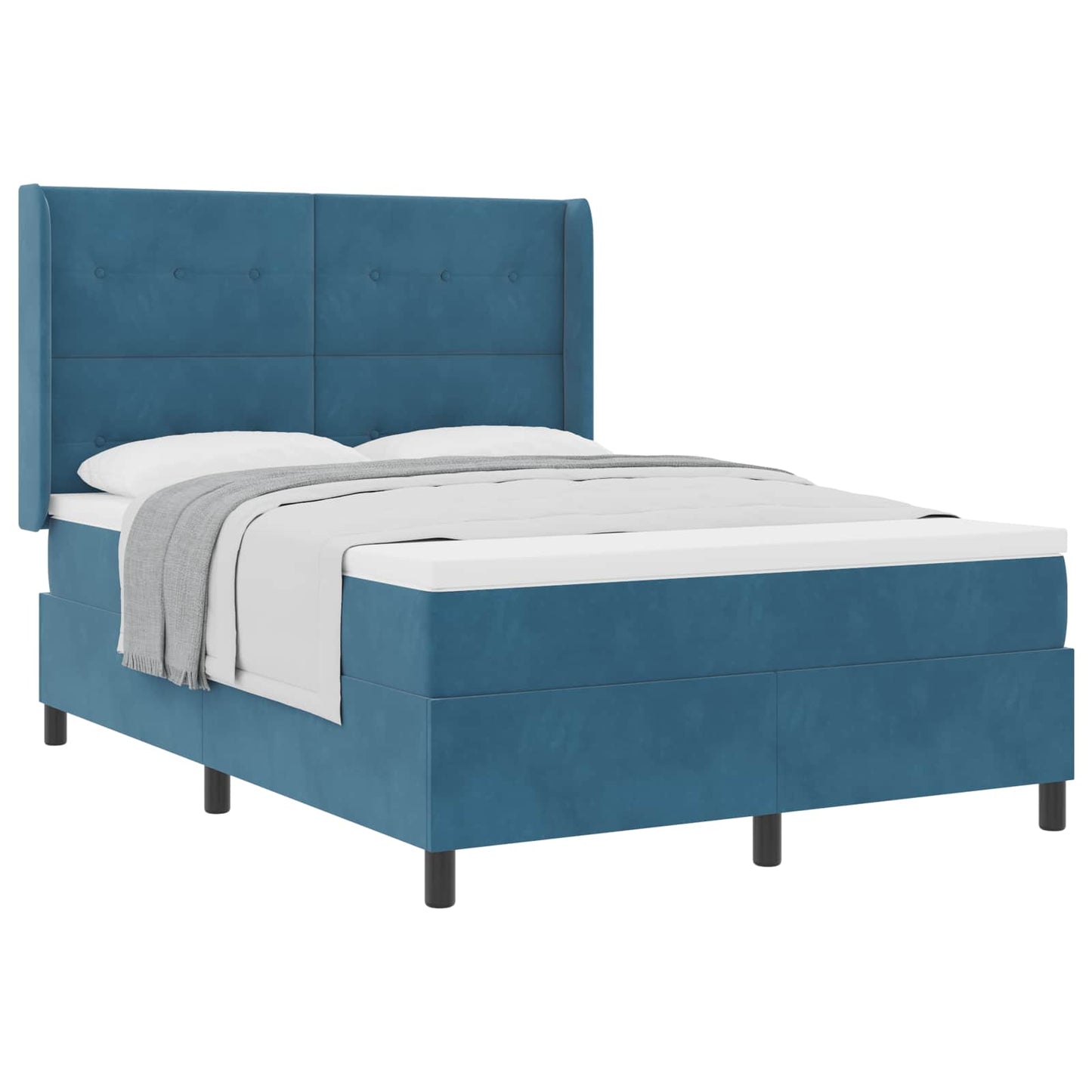 Box spring seng med hovedgærde Blå 140 x 190 cm Fløjl