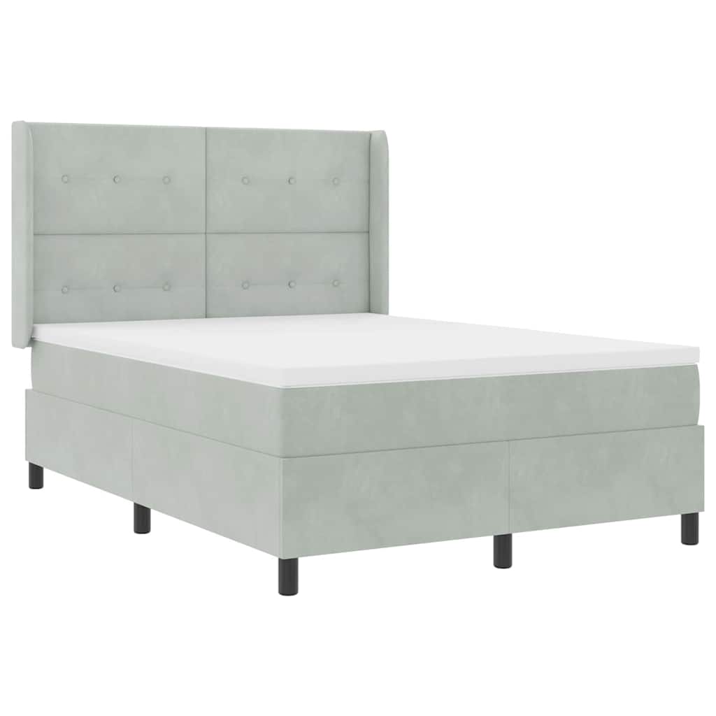 Box spring seng med hovedgærde Lysegrå 140 x 200 cm Fløjl