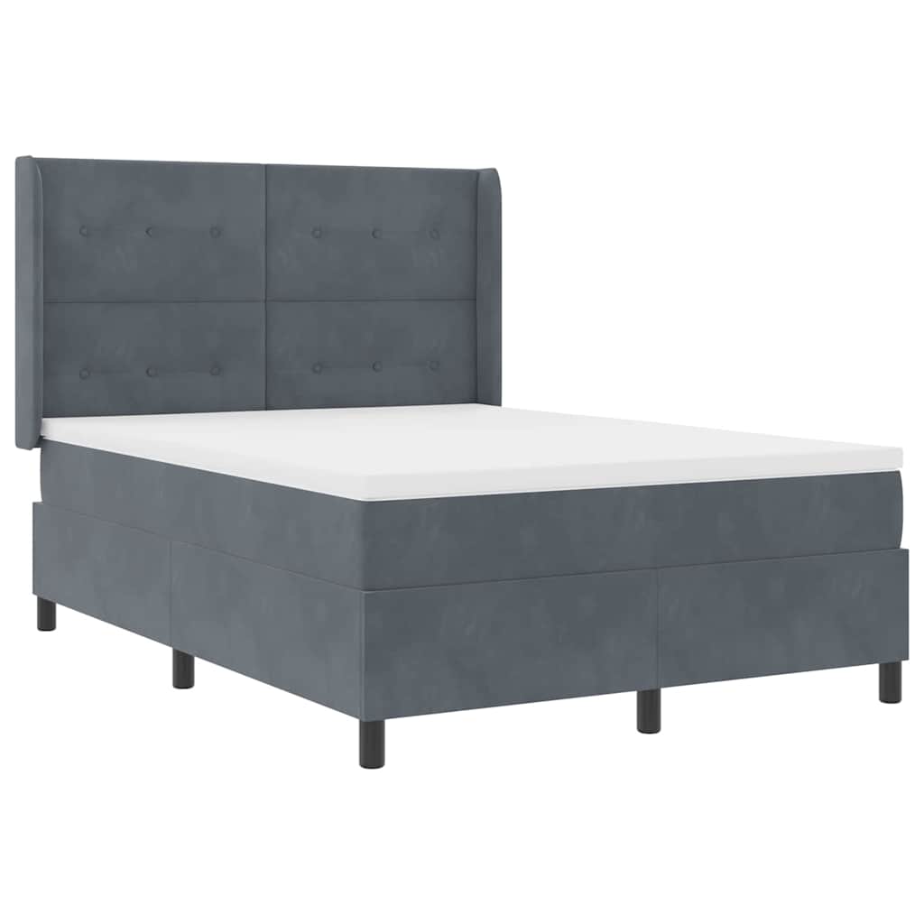Box spring seng med hovedgærde Mørkegrå 140 x 200 cm Fløjl