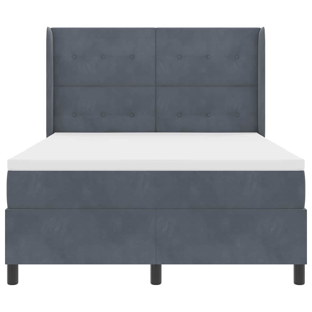 Box spring seng med hovedgærde Mørkegrå 140 x 200 cm Fløjl