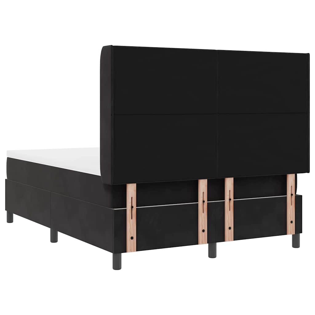Box spring seng med hovedgærde Sort 140 x 200 cm Fløjl
