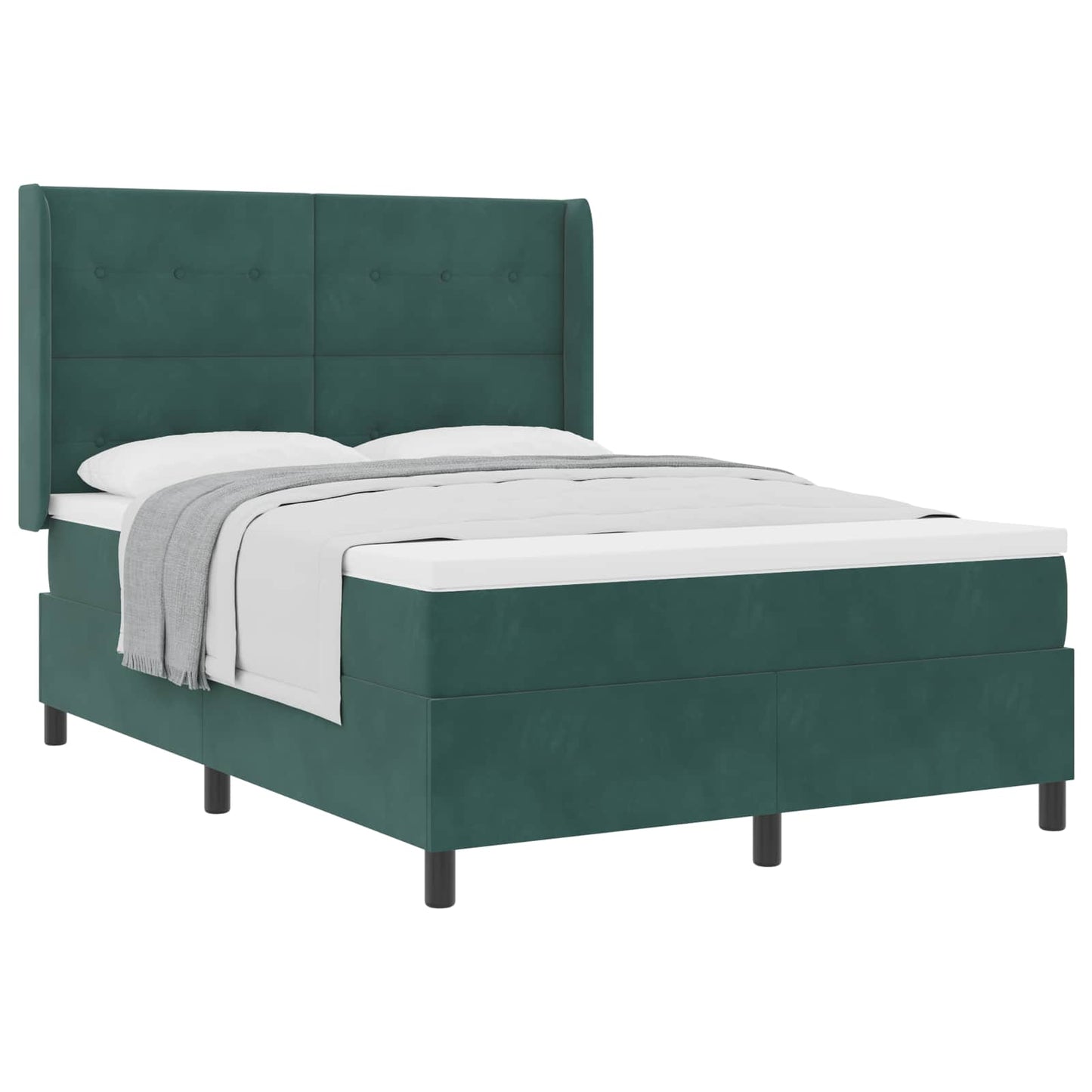 Box spring seng med hovedgærde Mørkegrøn 140 x 200 cm Fløjl