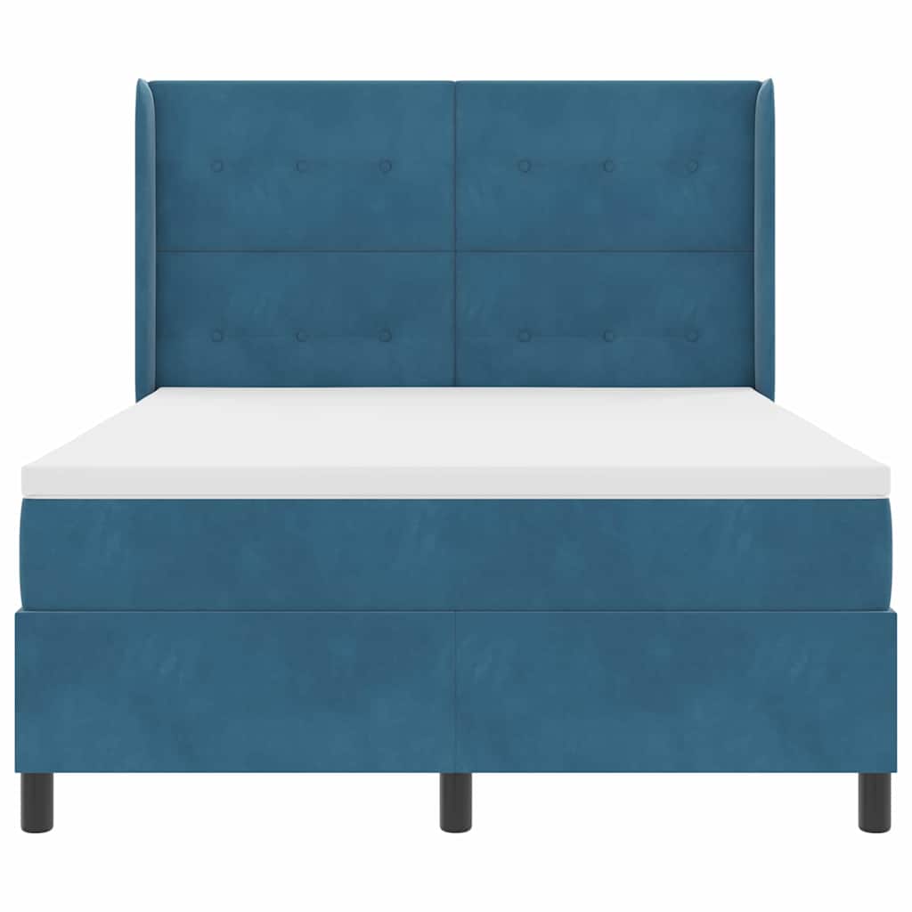Box spring seng med hovedgærde Blå 160 x 200 cm Fløjl