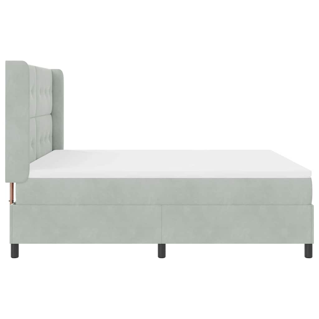 Box spring seng med hovedgærde Lysegrå 180 x 200 cm Fløjl