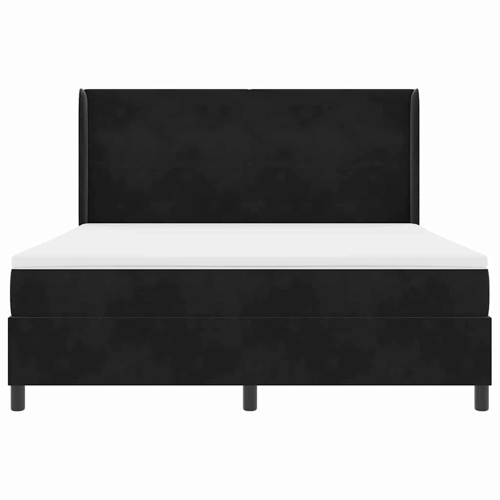 Box spring seng med hovedgærde Sort 180 x 200 cm Fløjl