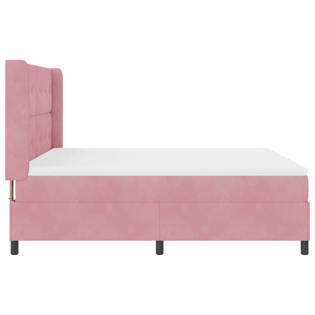 Box spring seng med hovedgærde Lyserød 180 x 200 cm Fløjl