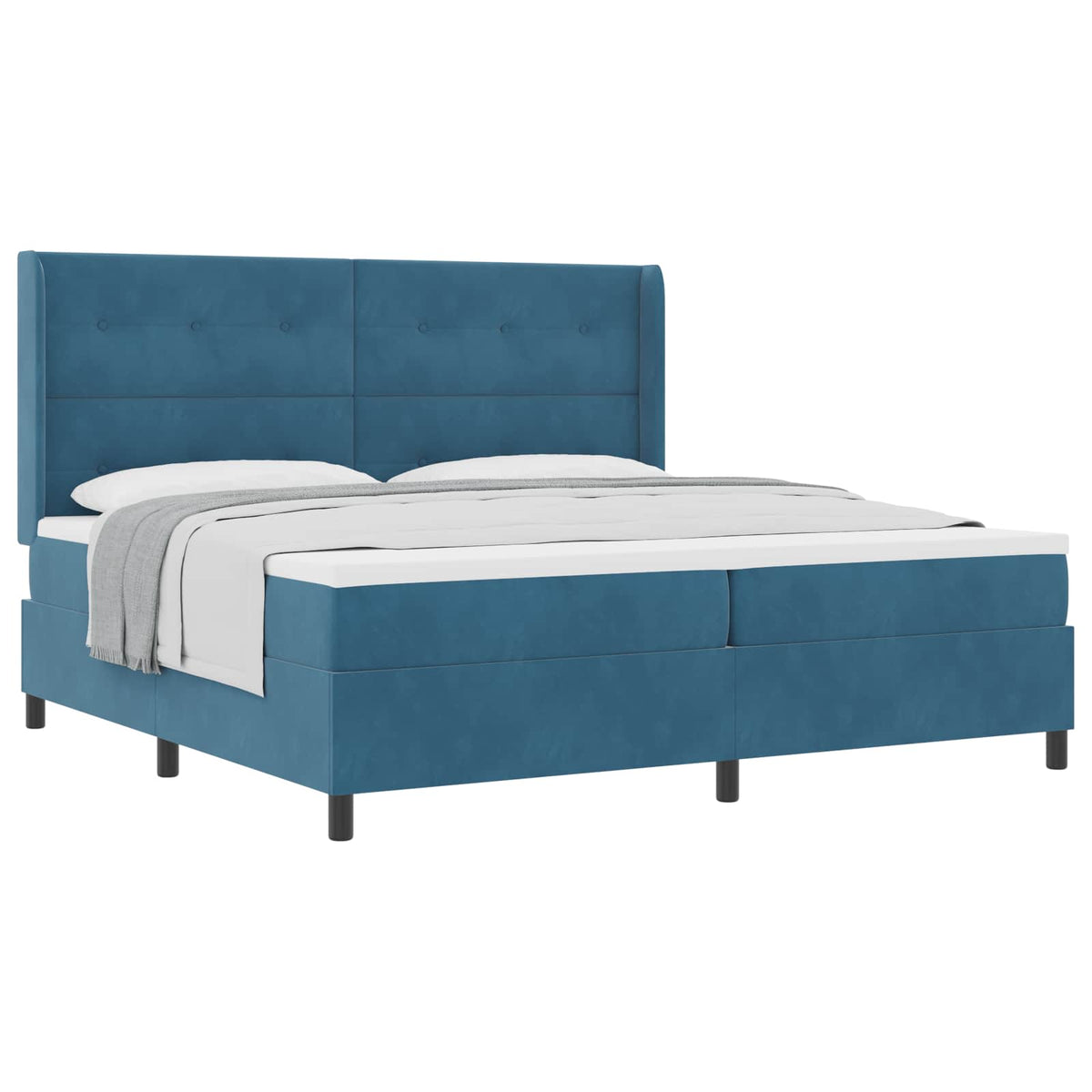 Box spring seng med hovedgærde Blå 100 x 200 cm Fløjl
