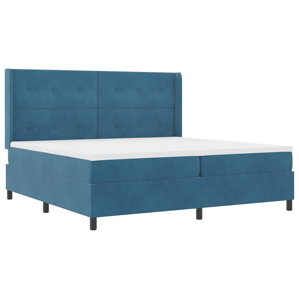Box spring seng med hovedgærde Blå 100 x 200 cm Fløjl