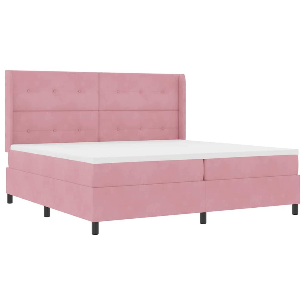 Box spring seng med hovedgærde Lyserød 200 x 200 cm Fløjl