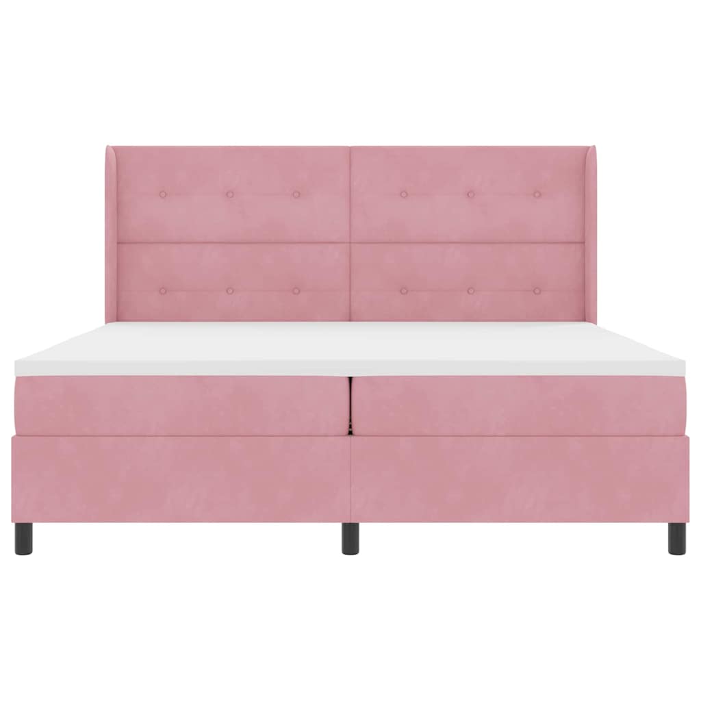 Box spring seng med hovedgærde Lyserød 200 x 200 cm Fløjl