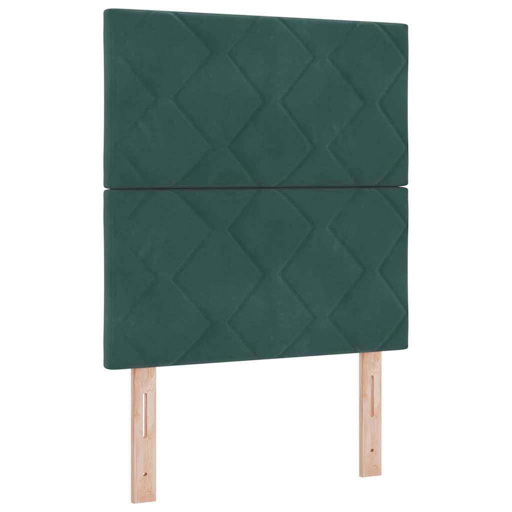 Box spring seng med hovedgærde Mørkegrøn 80 x 200 cm Fløjl