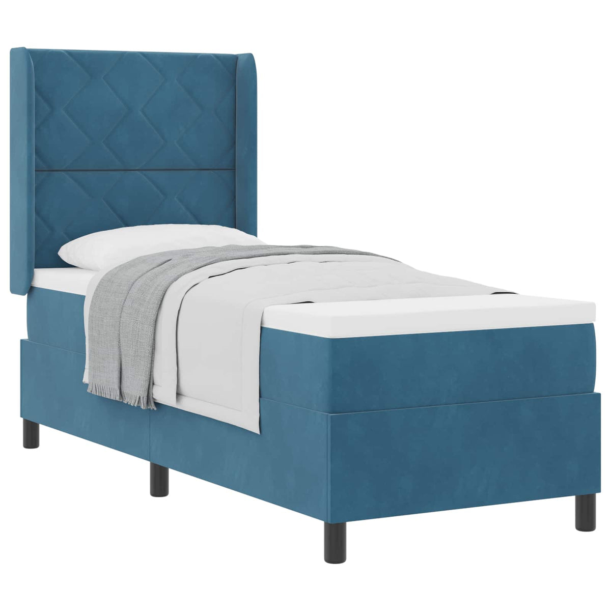 Box spring seng med hovedgærde Blå 80 x 200 cm Fløjl
