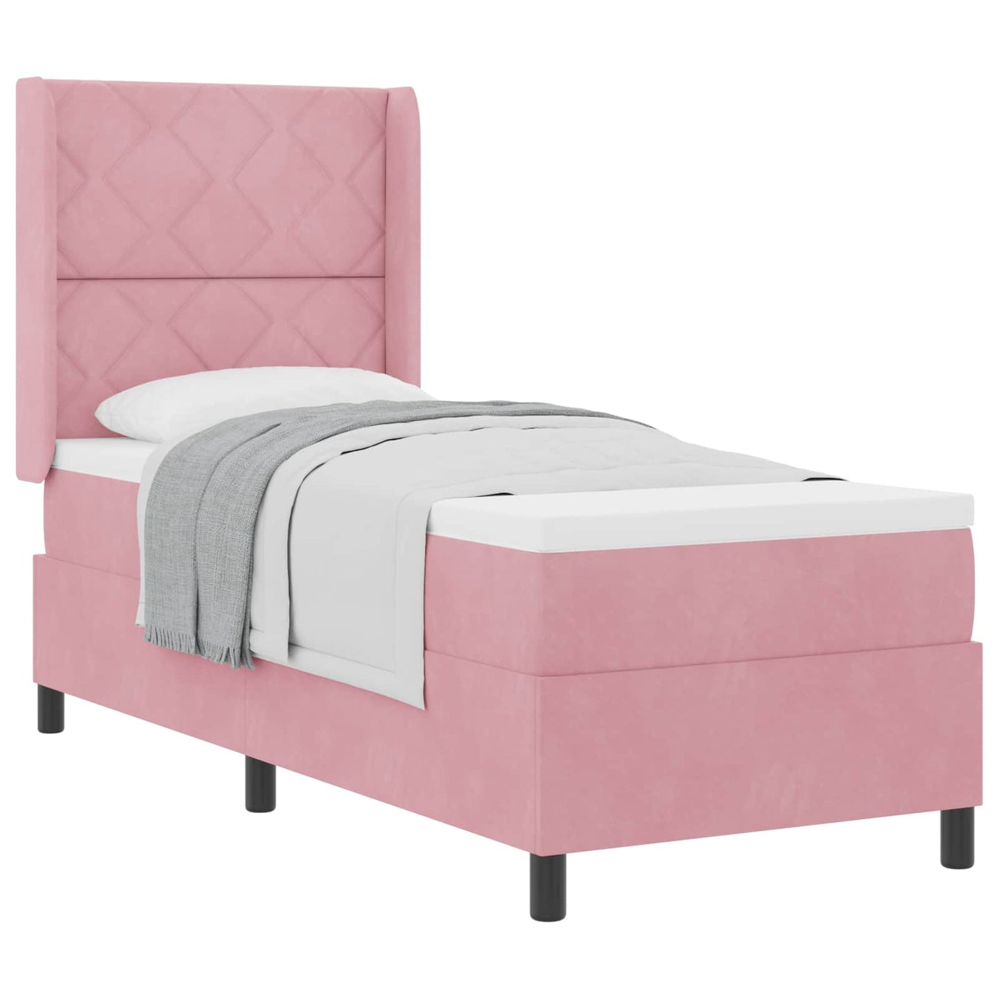 Box spring seng med hovedgærde Lyserød 80 x 200 cm Fløjl