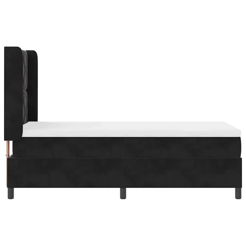 Box spring seng med hovedgærde Sort 90 x 190 cm Fløjl